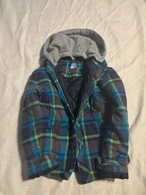 Alpine Design Boys Plaid Hooded Jacket - Blue, Green & Gray